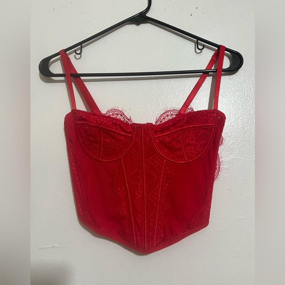 PACSUN Red Lace Corset Bustier Top | Size Small | NEW | Going Out Tops